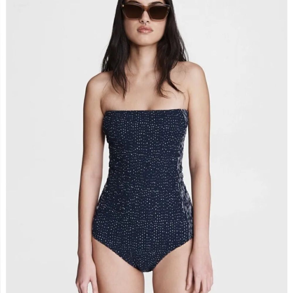 NWT Rag & Bone Aster Tube Bodysuit Sz 0 Navy & white